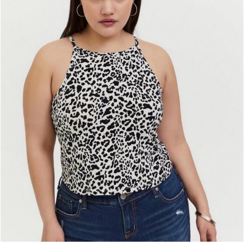 Torrid 2X Leopard Print High Neck Crop Women's Top